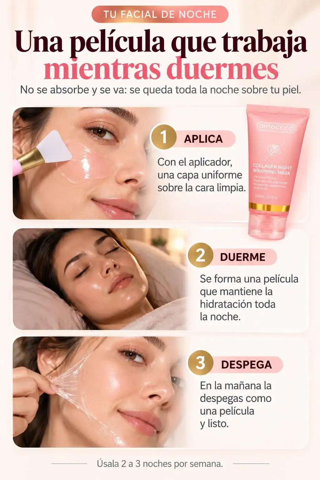 Cómo se usa: aplica, duerme y en la mañana despega la película