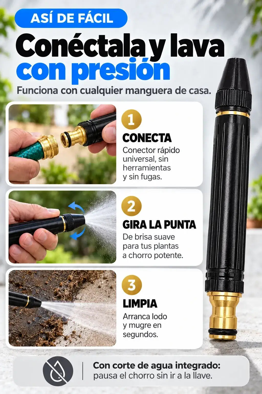 Así de fácil: conecta, gira la punta y limpia