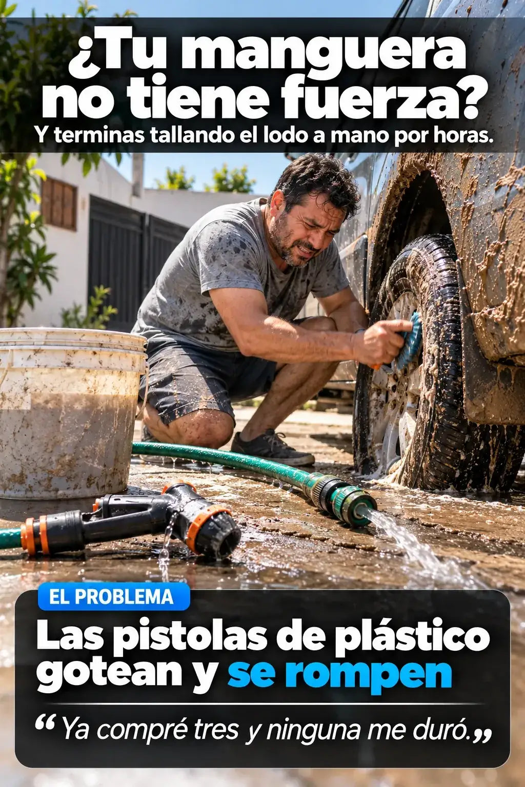 ¿Tu manguera no tiene fuerza? Las pistolas de plástico gotean y se rompen
