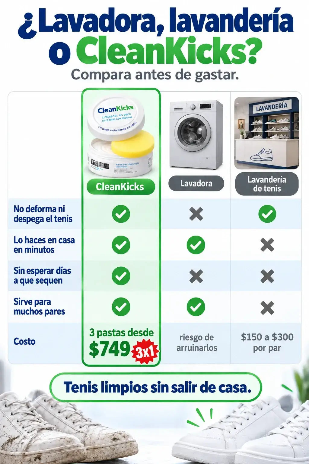 Comparativa: lavadora, lavandería o CleanKicks